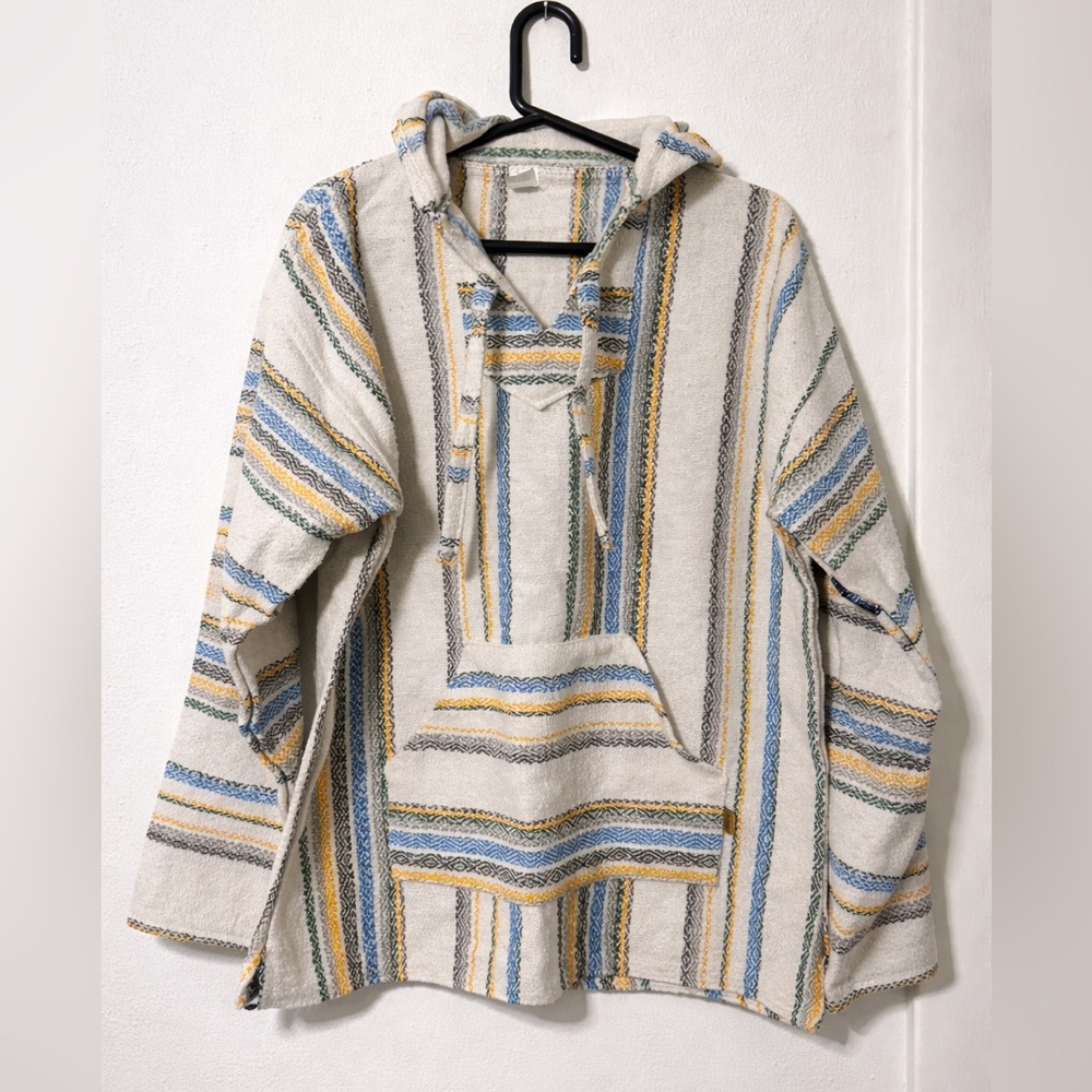 Molina Striped Hooded Baja Sweater - Made in Mexico-New never worn